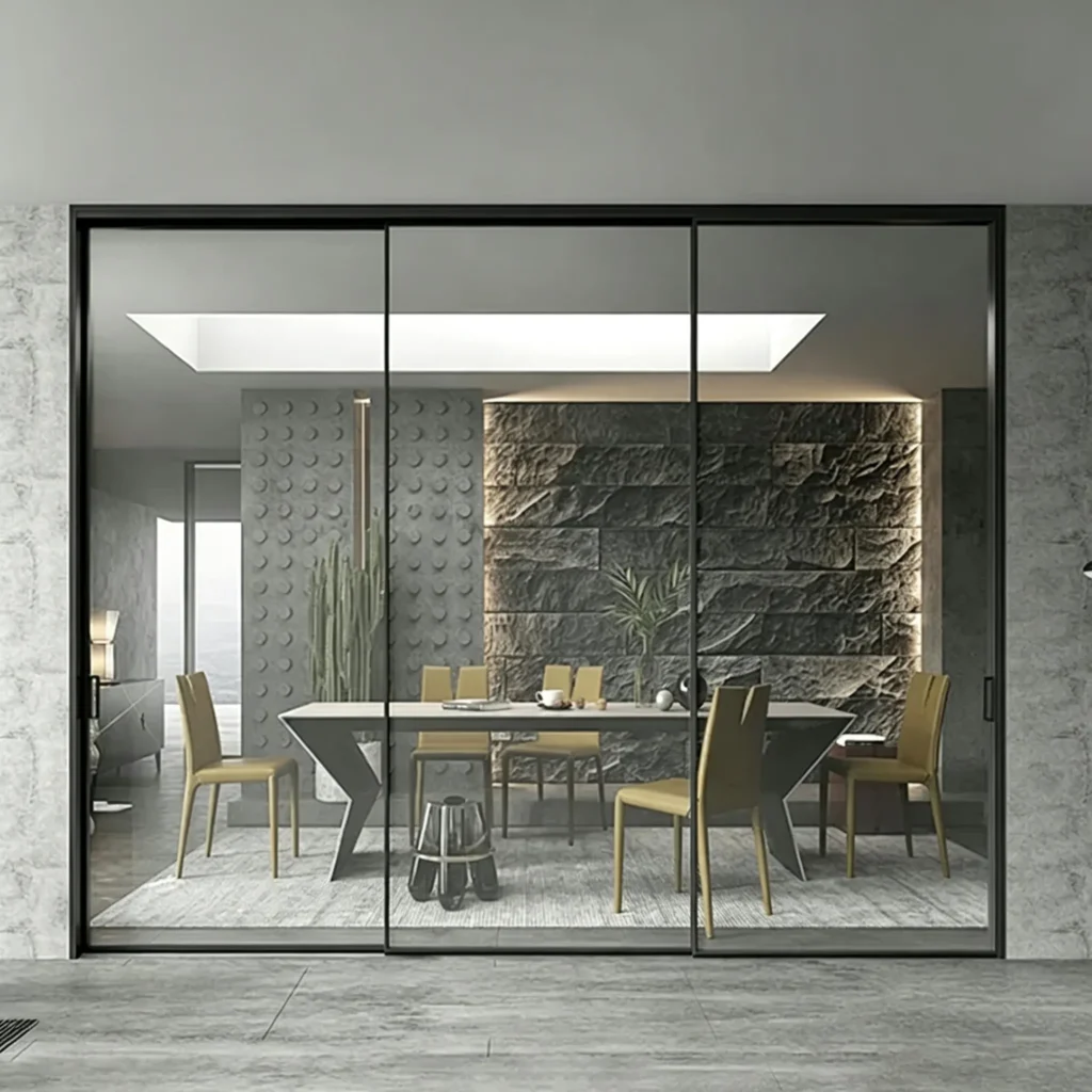 3-panel hanging sliding door with extra narrow frame